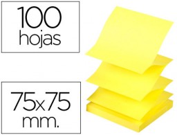 Bloc 100 notas adhesivas quita y pon Q-Connect 75x75mm. zig-zag amarillo neón